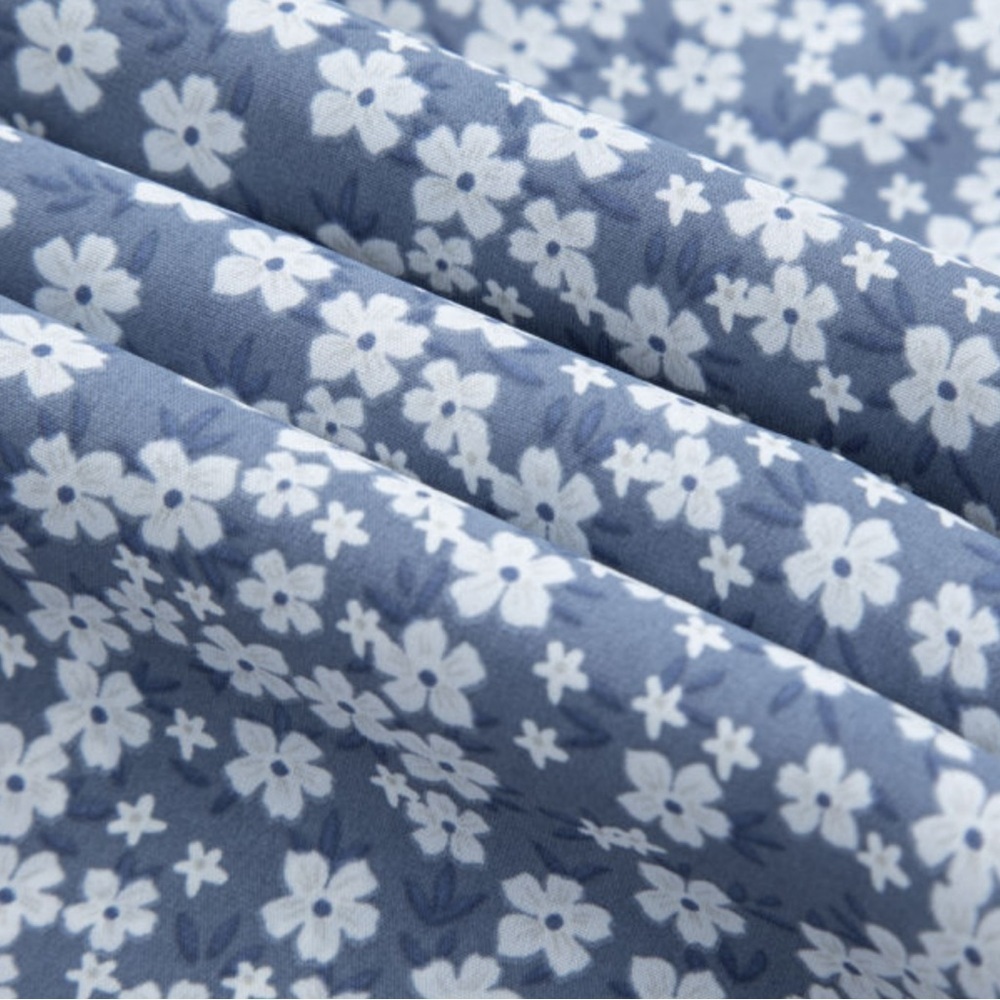 Smocked Blue Floral Wide-Leg Jumpsuit - Picture 5 of 7